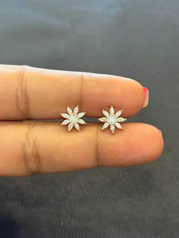 silver sunny stud with rosegold finish