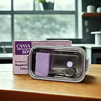 Canva Purple Stainless Steel Lunch Box 2 Compartment with Spoon
