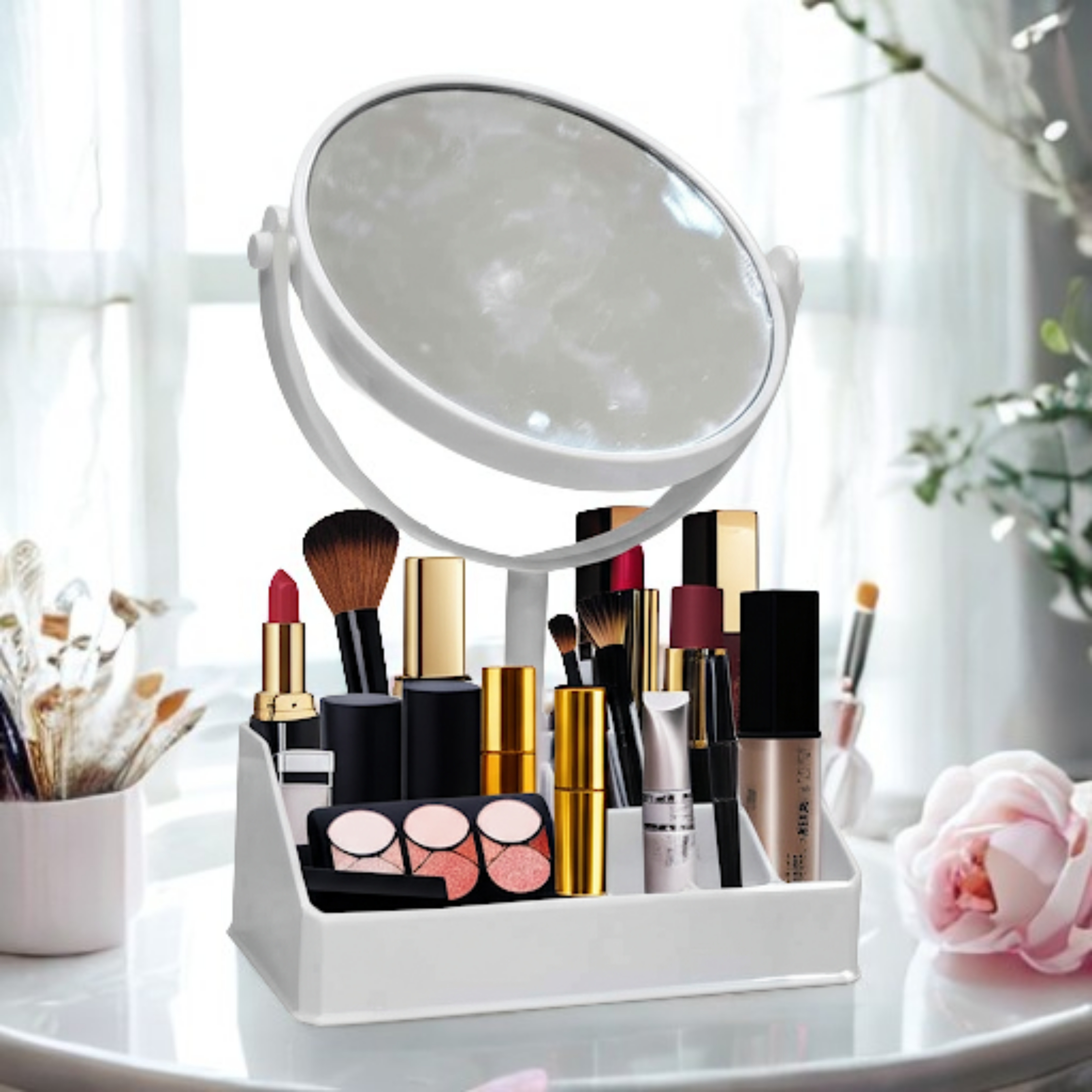 Mirror with Makeup Organiser
