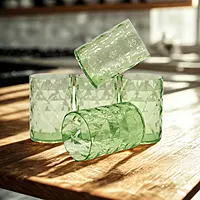 Set of 6 Transparent Plastic Glass Set - 250ml each