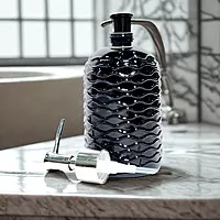 Black Ribbed Matte Soap Dispenser