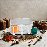 3 Grid Seasoning Spice Masala box with Spoon