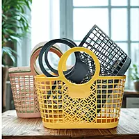 Plastic Tote Storage Basket with Handle
