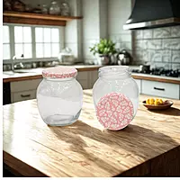 Yera Lucia Jar with Floral Lug Caps Set of 2