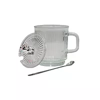 Glass Coffee Mug With Bear Lid And Spoon