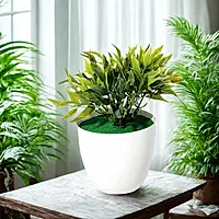 Artificial Potted Plant with Green Leaves