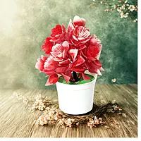 Artificial Potted Plant with Red Flowers