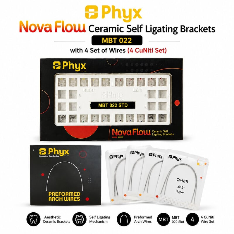 Phyx Nova Flow Ceramic Self-Ligating Brackets