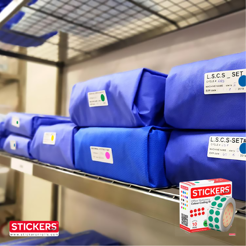 10mm - Round - Solid Colours - Colour Coding Stickers - Permanent Adhesive