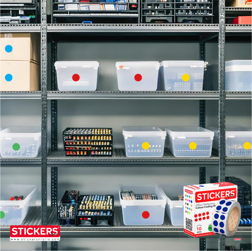 25mm - Round - Solid Colours - Colour Coding Stickers - Permanent Adhesive