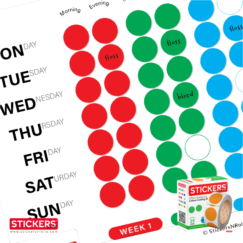 10mm - Round - Solid Colours - Colour Coding Stickers - Permanent Adhesive