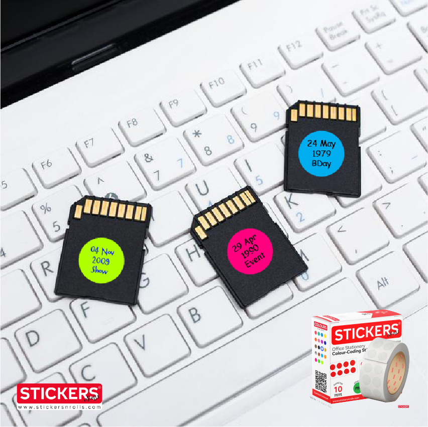 10mm - Round - Metallic - Colour Coding Stickers - Permanent Adhesive