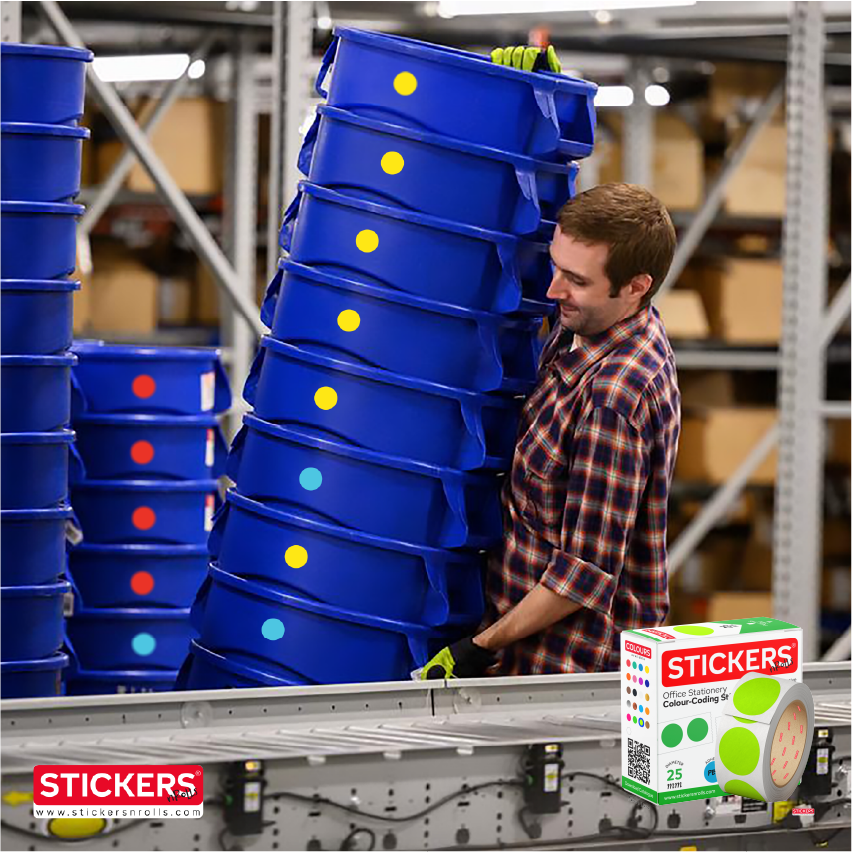 25mm - Round - Solid Colours - Colour Coding Stickers - Permanent Adhesive