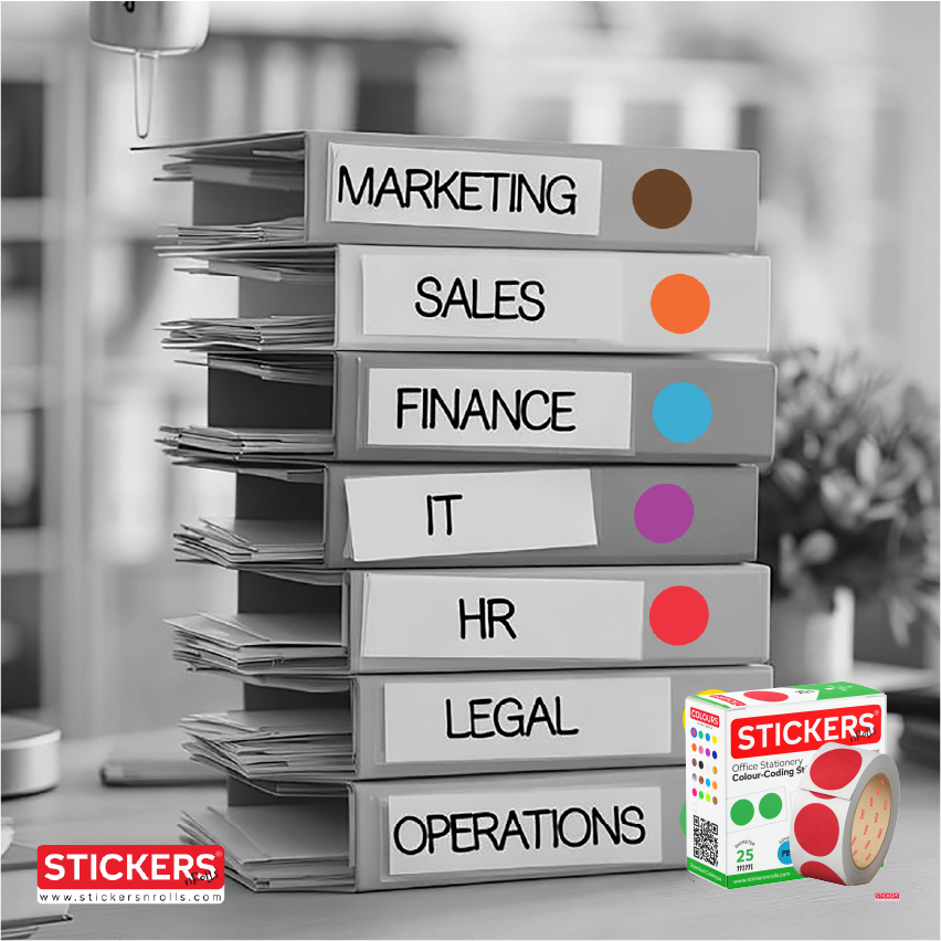 25mm - Round - Solid Colours - Colour Coding Stickers - Permanent Adhesive