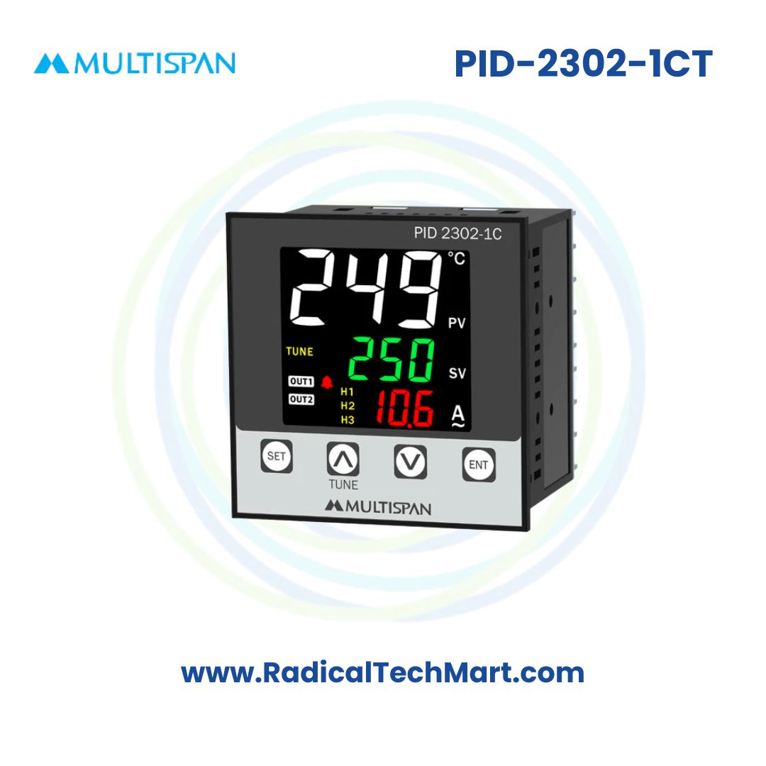 Multispan PID-2300 Series PID Controller with Ampere Indication | 1–3 Relay Outputs | J/K Input | 30A/60A CT
