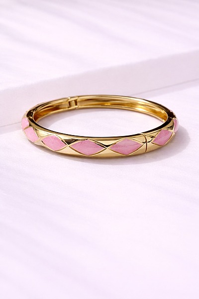 Pink enamel stylish adjustable kada