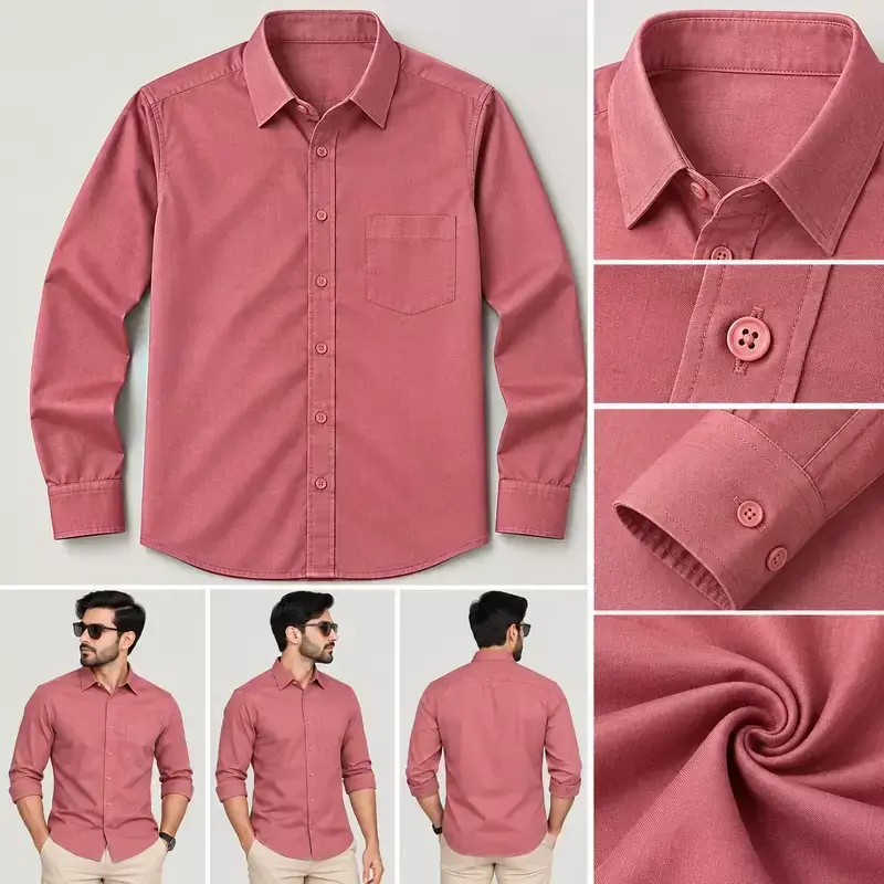 Men’s Rose Pink Solid Button-Down Shirt