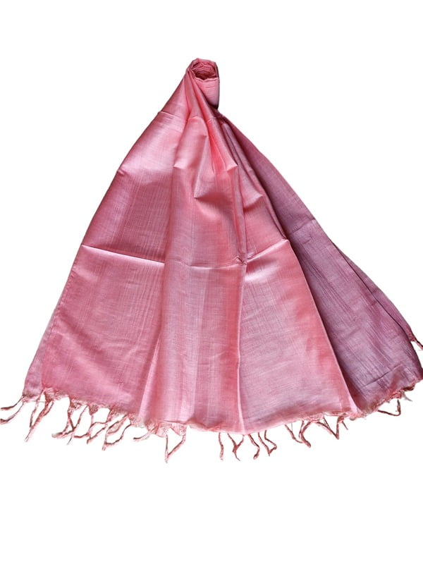 Pink Cotton Silk Solid Dupatta