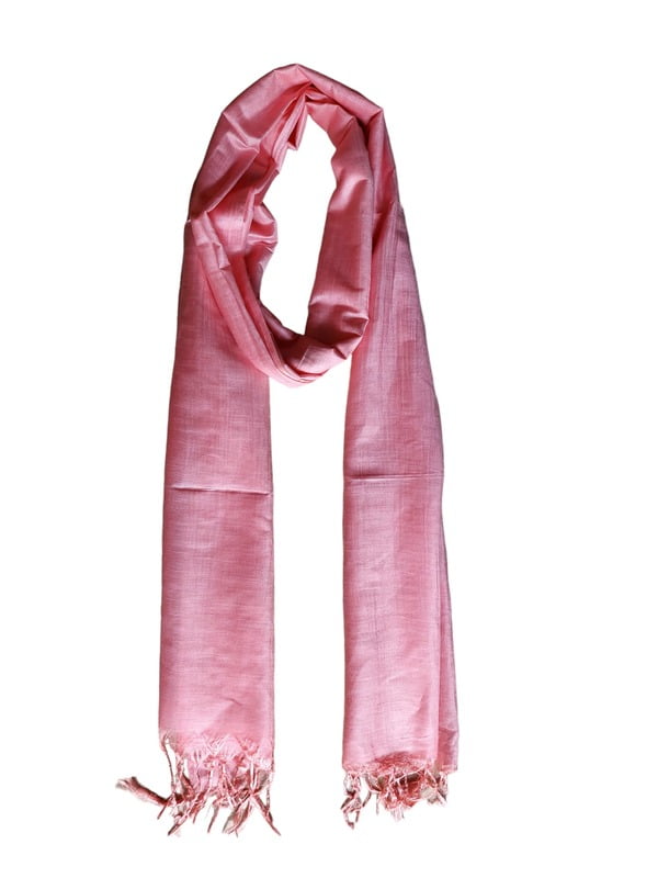 Pink Cotton Silk Solid Dupatta