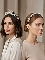 Embellished Black Hairbands Set - Pearl and Crystal Decorative Headbands