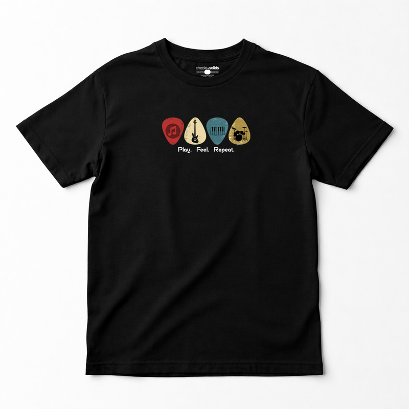 Play Feel Repeat Black Cotton Regular Fit T-Shirt