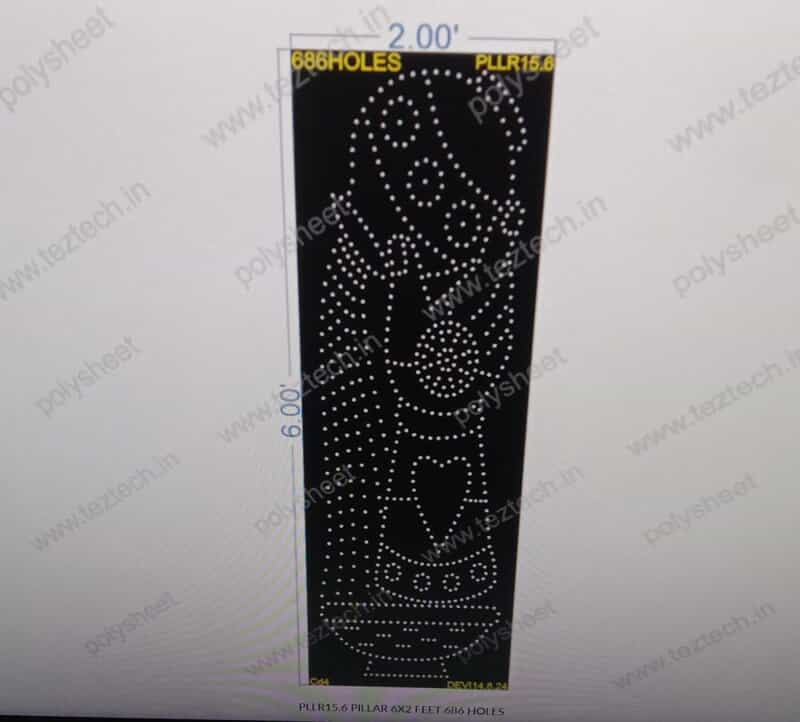 PLLR15.6 HAND POT WATER BORDER PILLAR 1 PART 6X2 FEET 686 HOLES