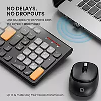 Portronics POR 2113 Wireless Keyboard – Sleek Grey & Vibrant Orange design, featuring a compact layout, comfortable keys, and reliable wireless connectivity for seamless typing experience.