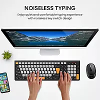 Portronics POR 2113 Wireless Keyboard – Sleek Grey & Vibrant Orange design, featuring a compact layout, comfortable keys, and reliable wireless connectivity for seamless typing experience.