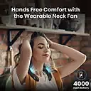 Portronics POR 2680 Cool Aid Neck Fan – Bladeless | Multi-Speed | Neck Fan + Cooler | Black