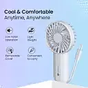 Portronics 2760 Dual Breeze Fan – Handheld Fan | Rechargeable | 3 Speed | 12 Blades | White