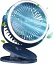 Portronics 3050 ClipCool Fan – Clip-On Fan | Ring LED Light | Rechargeable | 3 Speed | Black