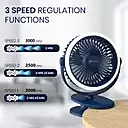 Portronics 3050 ClipCool Fan – Clip-On Fan | Ring LED Light | Rechargeable | 3 Speed | Black