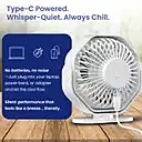 Portronics 3100 Chill On Desktop Fan – Mini Table Fan | 3 Speed | Noiseless | Rechargeable | White