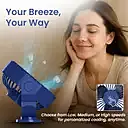 Portronics POR 3101 Chill On Desktop Fan – 3 Speed | Noiseless | Rechargeable | Blue