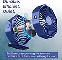 Portronics POR 3101 Chill On Desktop Fan – 3 Speed | Noiseless | Rechargeable | Blue