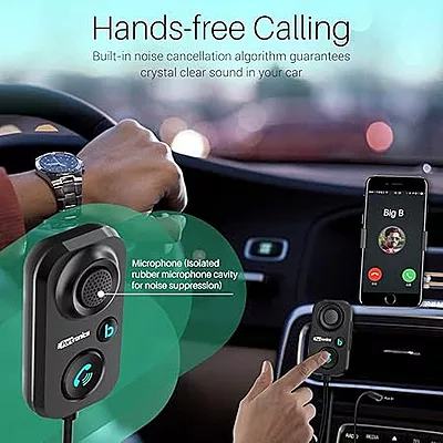Portronics AUTO 12 in-Car Bluetooth Receiver for Handsfree Calling, Music System, Supports All Smartphones (Black Portronics AUTO 12 in-Car Bluetooth Receiver for Handsfree Calling, Music System, Supports All Smartphones (Black