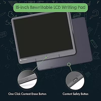 Portronics Ruffpad 15 Re-Writable LCD Screen 38.1cm (15-inch) Writing Pad for Drawing, Playing, Handwriting Gifts for Kids & Adults