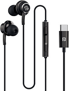Portronics Conch Sigma C – Type-C Earphones, with built-in Mic, sleek design, superior sound quality, comfortable fit, perfect for music and calls, available in stylish black color.