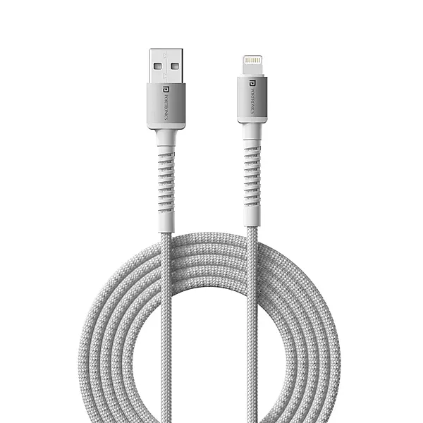 Portronics POR 2159 Konnect X USB-A to Lightning Cable – 3A | Braided | 1m White