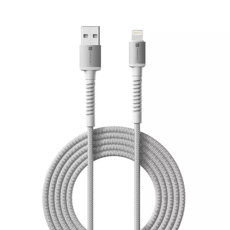 Portronics POR 2159 Konnect X USB-A to Lightning Cable – 3A | Braided | 1m White