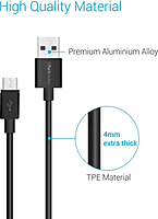 Portronics Konnect Core Plus Fast Charging 3A Micro USB Cable for Android Phones 2M