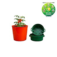 Planter Pot Set with Tray & Drain Plug | 12 Inch Decorative Plastic Planter