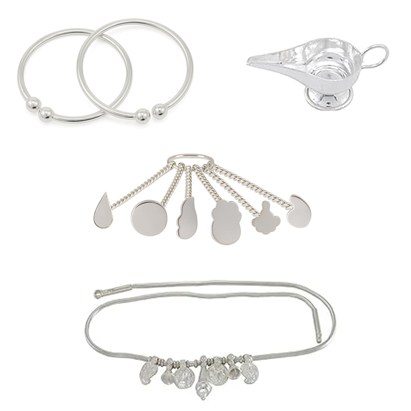 Sterling silver Gift set for Born Babies-(Anklet/Kolusu, Hip chain Sterling silver Gift set for Born Babies-(Anklet/Kolusu, Hip chain