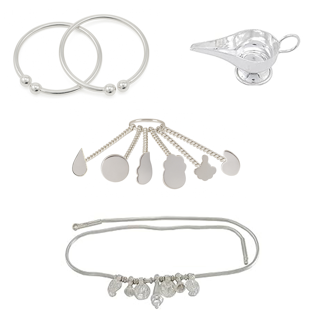 Sterling silver Gift set for Born Babies-(Anklet/Kolusu, Hip chain
