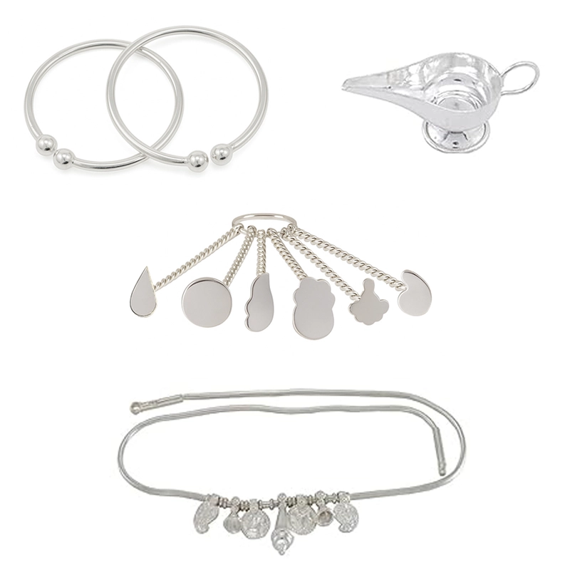 Sterling silver Gift set for Born Babies-(Anklet/Kolusu, Hip chain