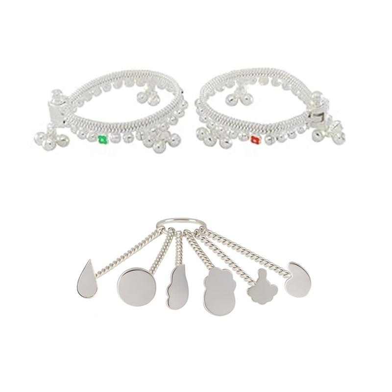 Silver gift set for babies(Anklet/Kolusu, Feeder/Paladai)
