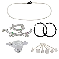 silver gift set for Born Babies- silver (Anklet/Kolusu, Hip Chian/Arunaal, Feeder/Paladai, Bindhi/pottu Kit)