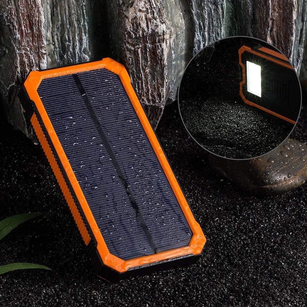 LED Dual USB Ports Solar Panel Power Backup 10000mah