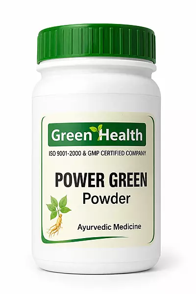 Power Green Powder by Green Health – Ayurvedic vitality powder jar, 50gm pack
