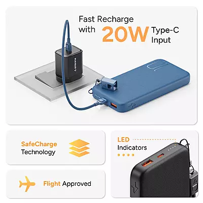 Power Bank Ambrane 10000mAh 22.5W Loop10 Power Bank Ambrane 10000mAh 22.5W Loop10